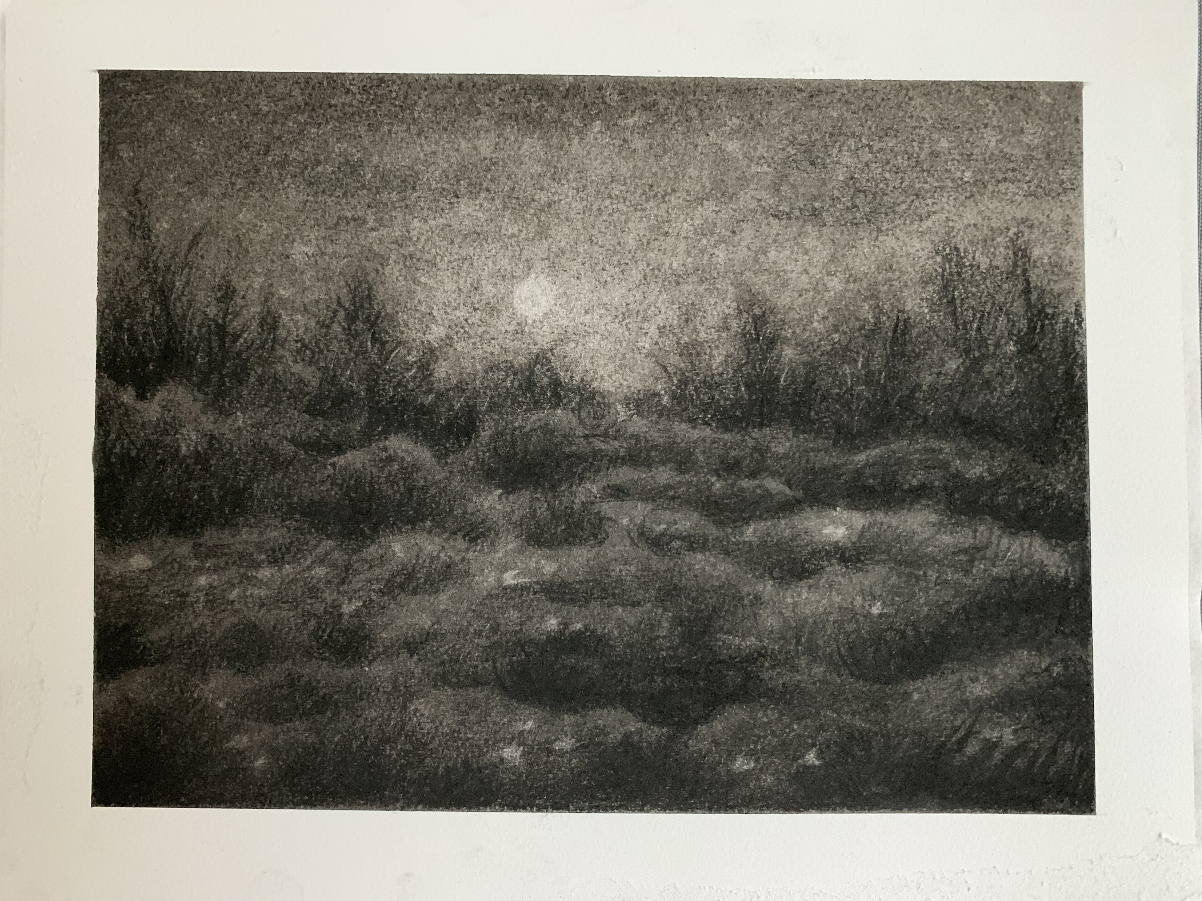night field charcoal sketch
